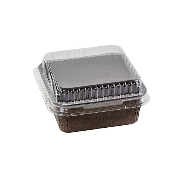 Ecos Square Baking Mold w/ Clear Lid 3 1/8" x 3 1/8" x 1 1/2" 6 count - Image 2