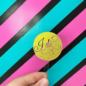 I Do Script Gold Glitter Acrylic Cupcake Topper 12 count