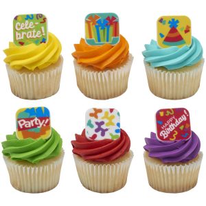 Cheerful Party Cupcake Rings 12 count