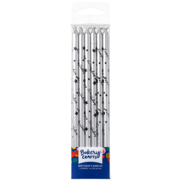 Silver with Black Happy Birthday Print 12 Candles