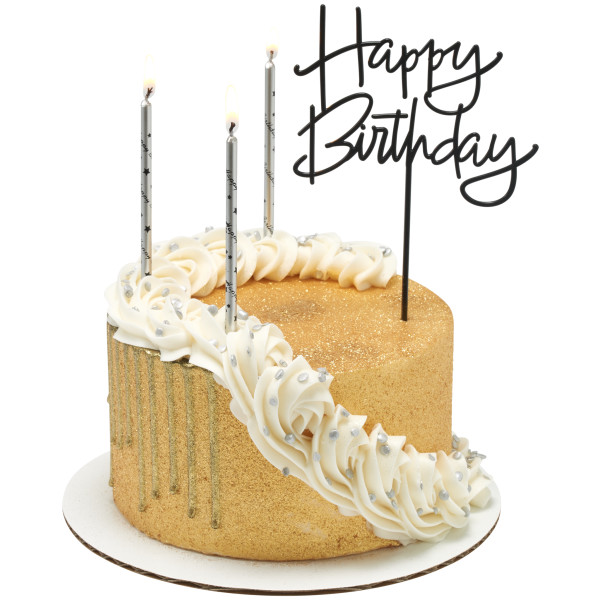 Silver with Black Happy Birthday Print 12 Candles - Image 2
