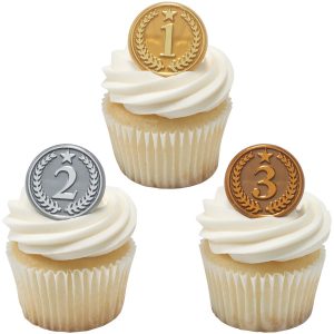 Gold, Silver, and Bronze Medal Foil Cupcake Rings 12 count
