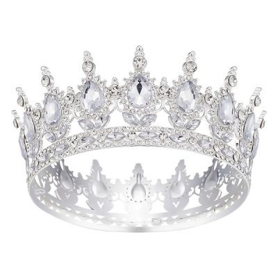 Silver Crown for Women, Crystal, Queen Crown for Birthday or Costume Party Celebration Each