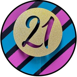Script 21 Gold Glitter Acrylic Cake Topper each