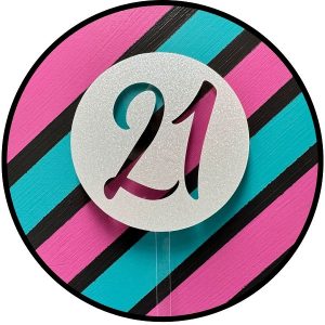 Script 21 White Glitter Acrylic Cake Topper each