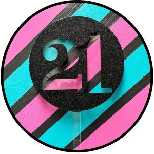 Block 21 Black Glitter Acrylic Cake Topper each