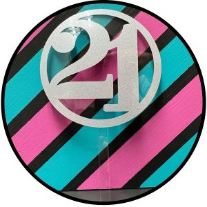 Block Outline 21 Silver Glitter Acrylic Cake Topper each
