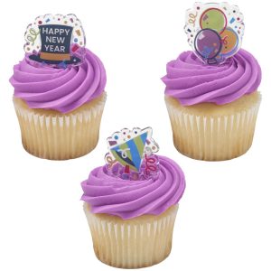 Happy New Year Confetti Cupcakes Rings 12 count