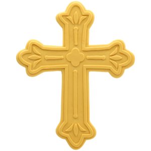 Gold Cross Ornate Gum Paste Layon 4.25″x 4.25″ Each