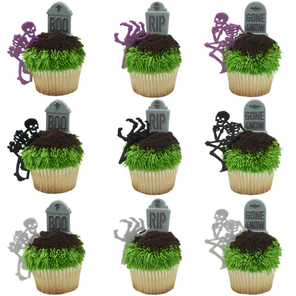 Skeletons Beverage Marker Cupcake Layons 9 count - Image 2
